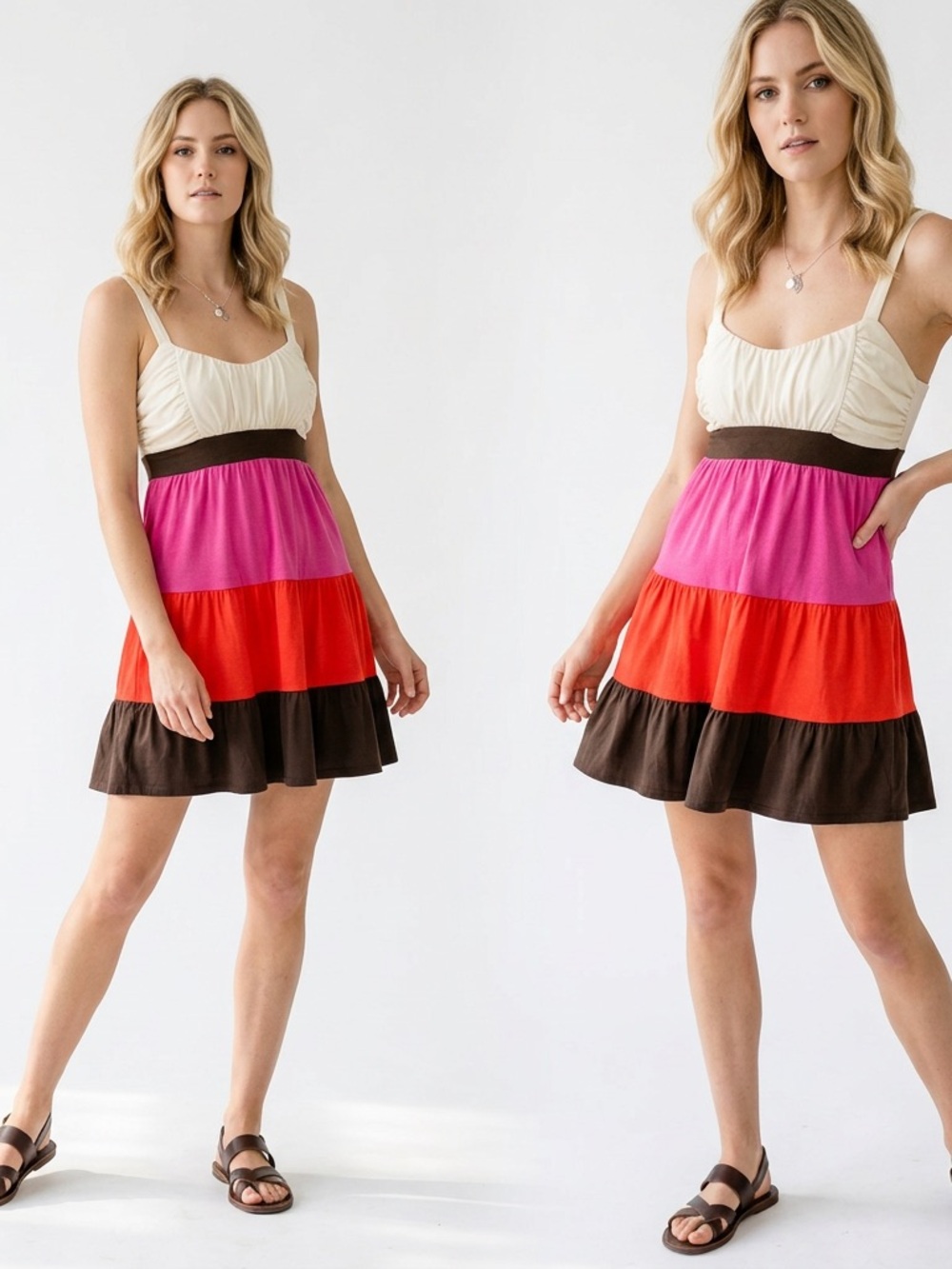 Vintage Y2K Candies Colorblock Strappy Beaded Dress Small